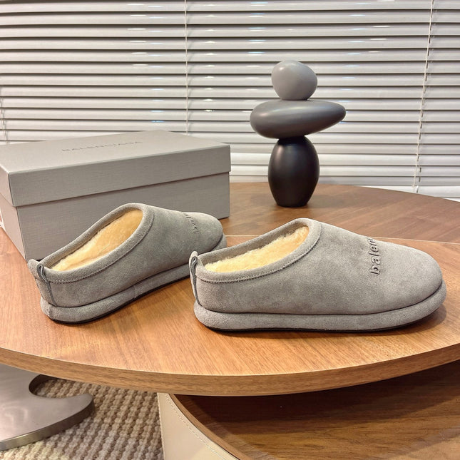 BALENCIAGA 25S AURALEE SLIP-ON 25 MM IN GREY SUEDE