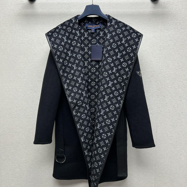DIOR HOODED COAT IN BLACK WOOL