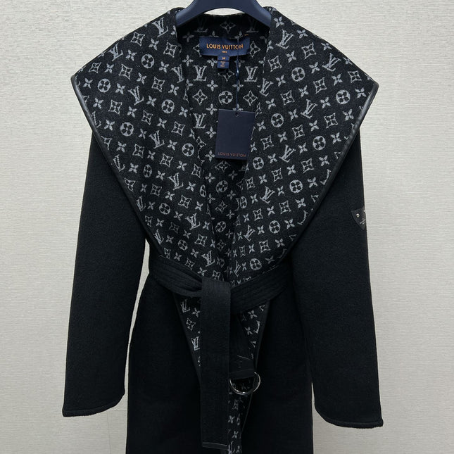 DIOR HOODED COAT IN BLACK WOOL