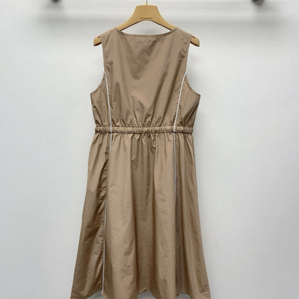 MIUMIU DRAWSTRING WAIST BLAZER DRESS WITH CREW NECK 268044