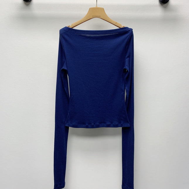 MIUMIU OFF-SHOULDER LOGO T-SHIRT 268133