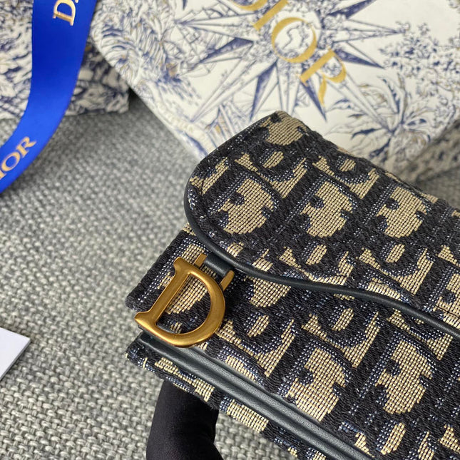 SADDLE LOTUS WALLET 11 IN BLACK MONOGRAM OBLIQUE JACQUARD