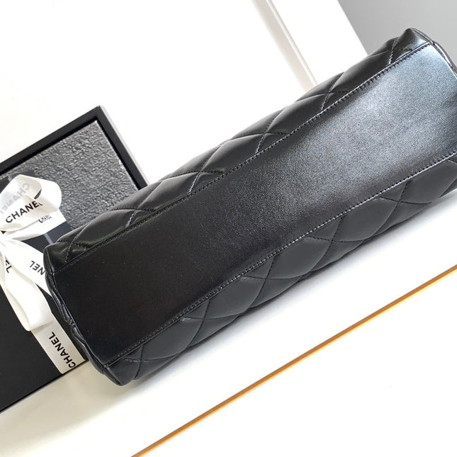 CHANEL 25S HOBO BAG 32 CM IN BLACK LAMBSKIN WITH GOLD HARDWARE