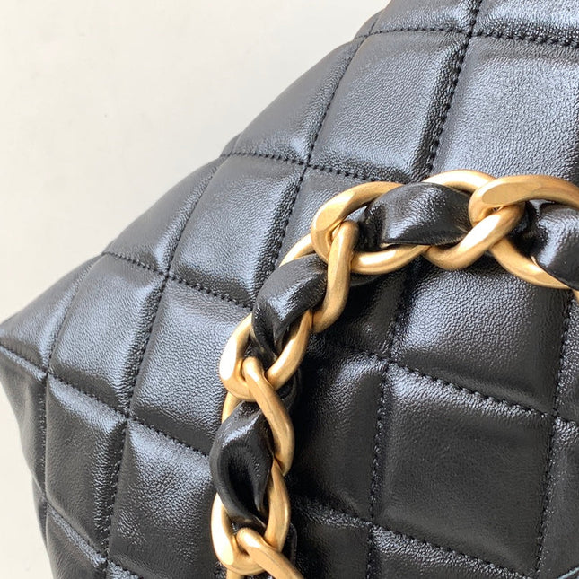 CHANEL 25S HOBO BAG 26 CM IN BLACK LAMBSKIN WITH GOLD HARDWARE