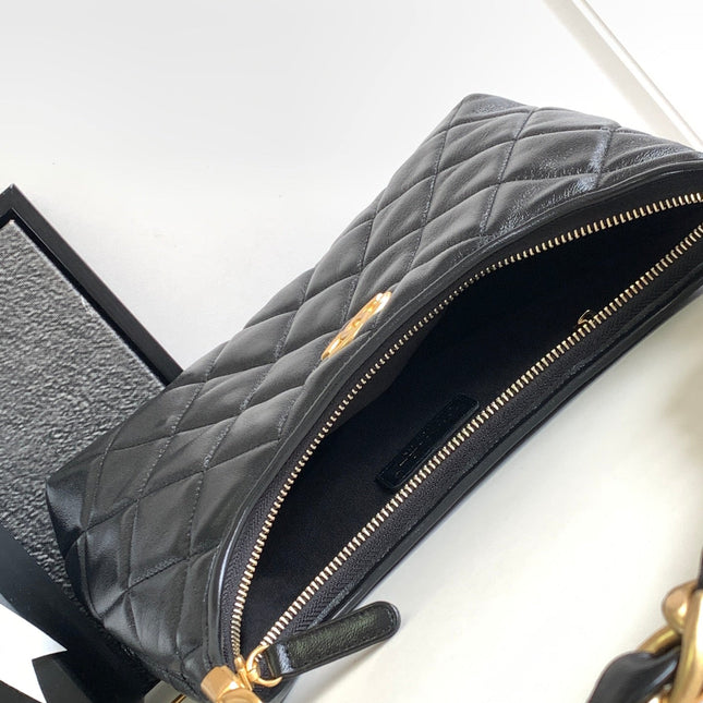 CHANEL 25S HOBO BAG 26 CM IN BLACK LAMBSKIN WITH GOLD HARDWARE