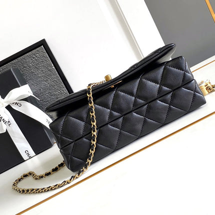CC MINI 22 HANDBAG IN BLACK CALFSKIN GOLD HARDWARE