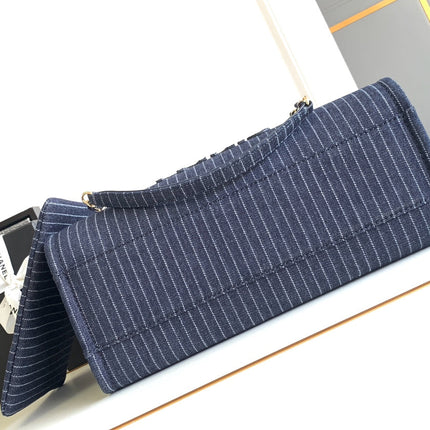 CHANEL 25S TOTE BAG 32 CM IN NAVY BLUE CANVAS
