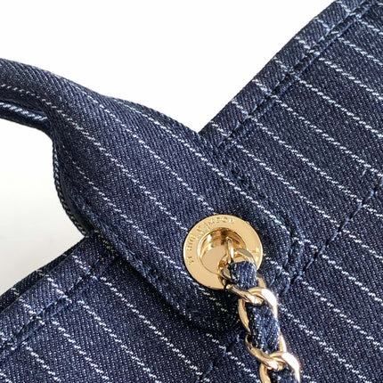 CHANEL 25S TOTE BAG 32 CM IN NAVY BLUE CANVAS