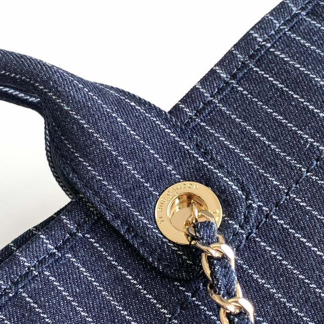 CHANEL 25S TOTE BAG 32 CM IN NAVY BLUE CANVAS