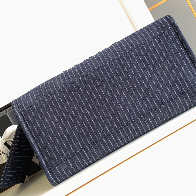 CHANEL 25S TOTE BAG 38 CM IN NAVY BLUE CANVAS