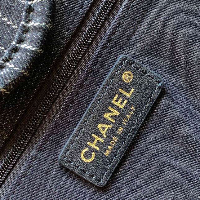 CHANEL 25S TOTE BAG 38 CM IN NAVY BLUE CANVAS