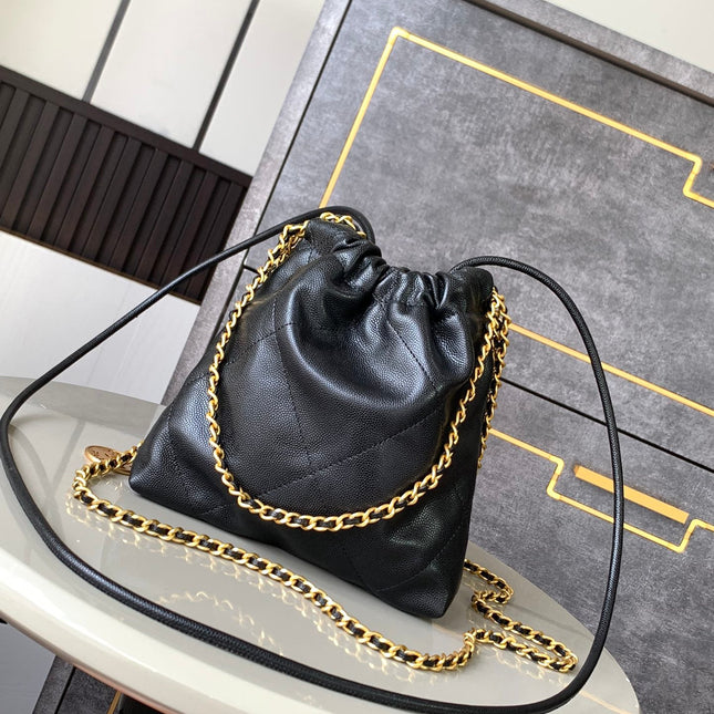 CHANEL BAG 25S 20 CM IN BLACK LAMBSKIN WITH GOLD HARDWARE