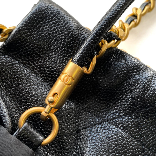 CHANEL BAG 25S 20 CM IN BLACK LAMBSKIN WITH GOLD HARDWARE