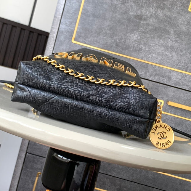 CHANEL BAG 25S 20 CM IN BLACK LAMBSKIN WITH GOLD HARDWARE