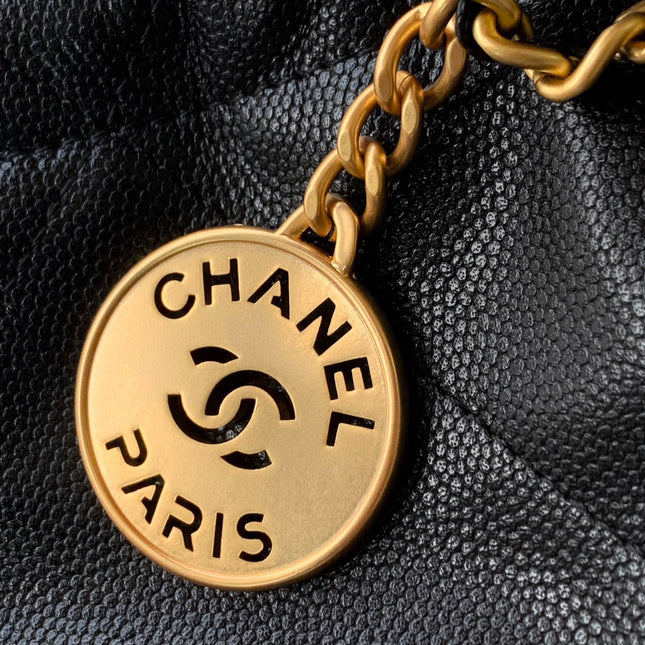 CHANEL BAG 25S 20 CM IN BLACK LAMBSKIN WITH GOLD HARDWARE