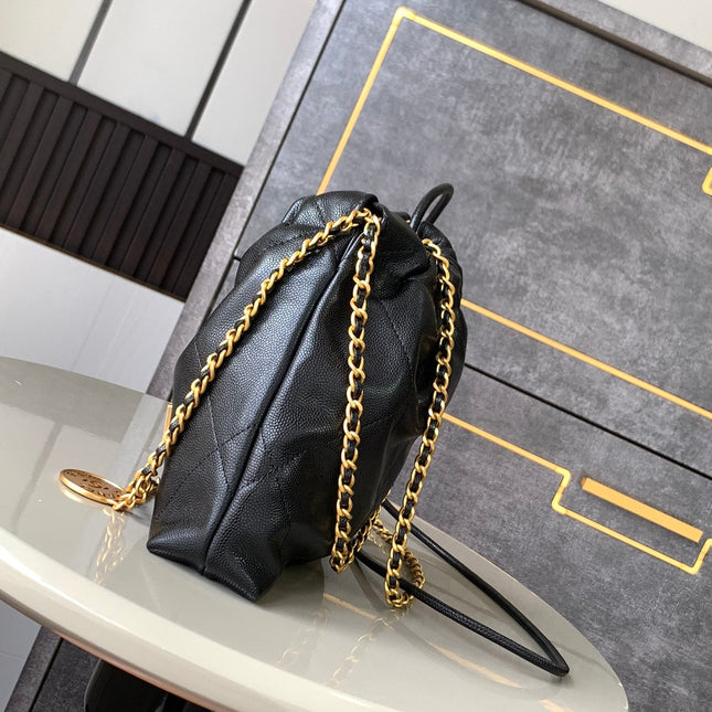 CHANEL BAG 25S 20 CM IN BLACK LAMBSKIN WITH GOLD HARDWARE