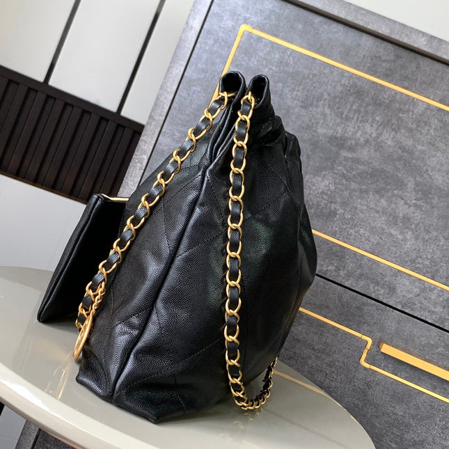 CHANEL BAG 25S 37 CM IN BLACK LAMBSKIN WITH GOLD HARDWARE