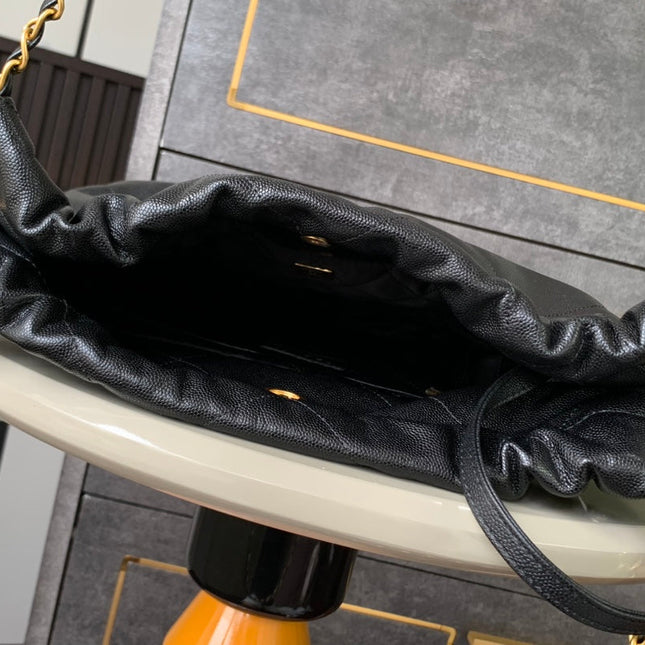 CHANEL BAG 25S 37 CM IN BLACK LAMBSKIN WITH GOLD HARDWARE
