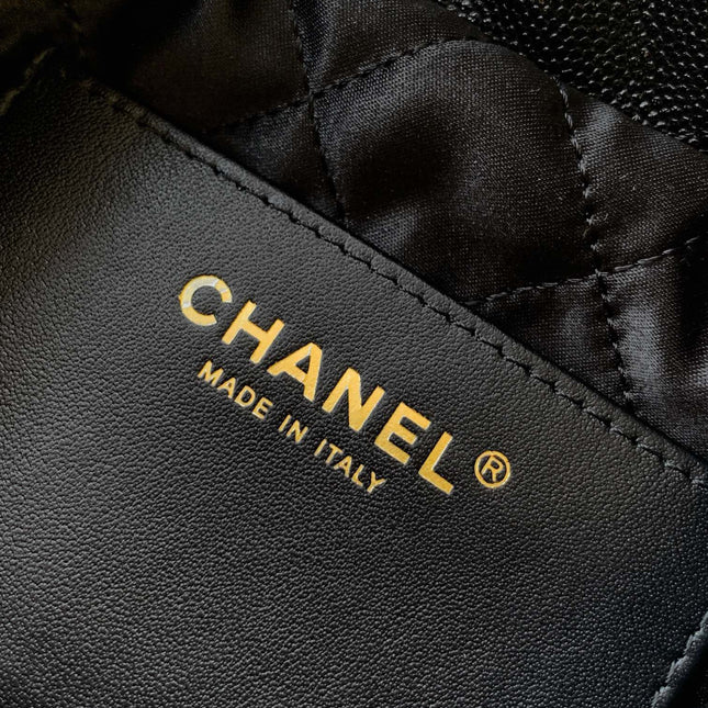 CHANEL BAG 25S 37 CM IN BLACK LAMBSKIN WITH GOLD HARDWARE