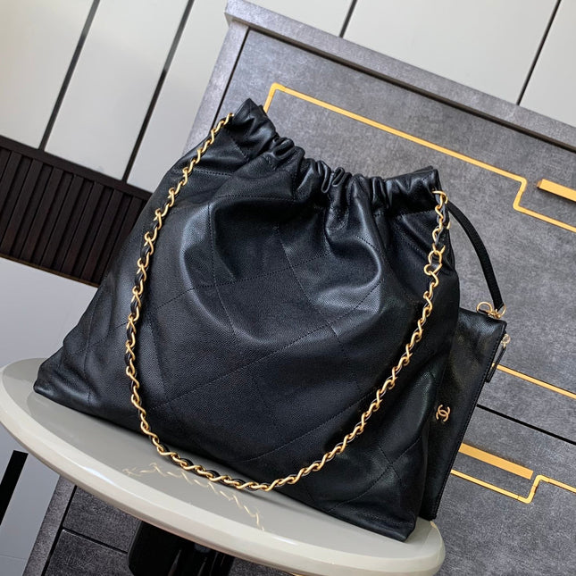 CHANEL BAG 25S 42 CM IN BLACK LAMBSKIN WITH GOLD HARDWARE