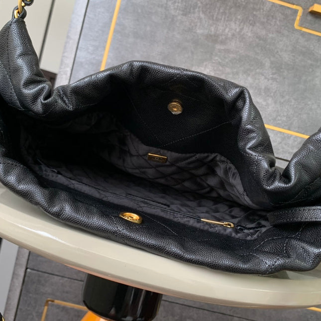 CHANEL BAG 25S 42 CM IN BLACK LAMBSKIN WITH GOLD HARDWARE