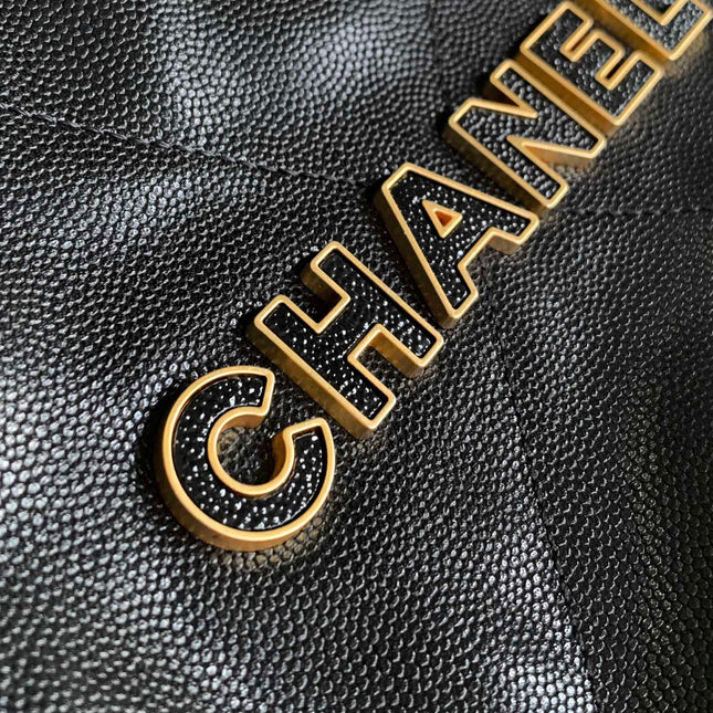 CHANEL BAG 25S 42 CM IN BLACK LAMBSKIN WITH GOLD HARDWARE
