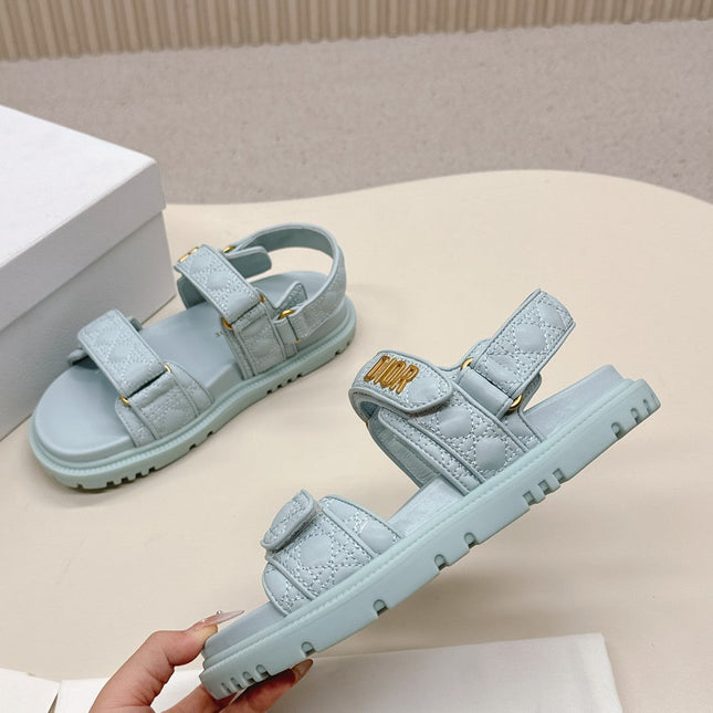 DIOR BACK-STRAP SANDALS 25S IN PASTEL BLUE CALFSKIN