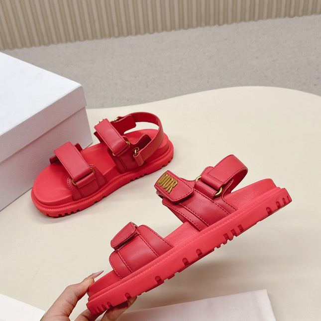 DIOR BACK-STRAP SANDALS 25S IN STRAWBERRY PINK CALFSKIN WITH GOLD HARDWARE
