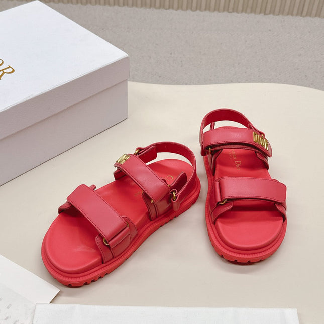 DIOR BACK-STRAP SANDALS 25S IN STRAWBERRY PINK CALFSKIN WITH GOLD HARDWARE