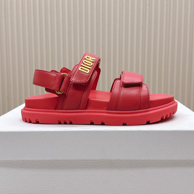 DIOR BACK-STRAP SANDALS 25S IN STRAWBERRY PINK CALFSKIN WITH GOLD HARDWARE