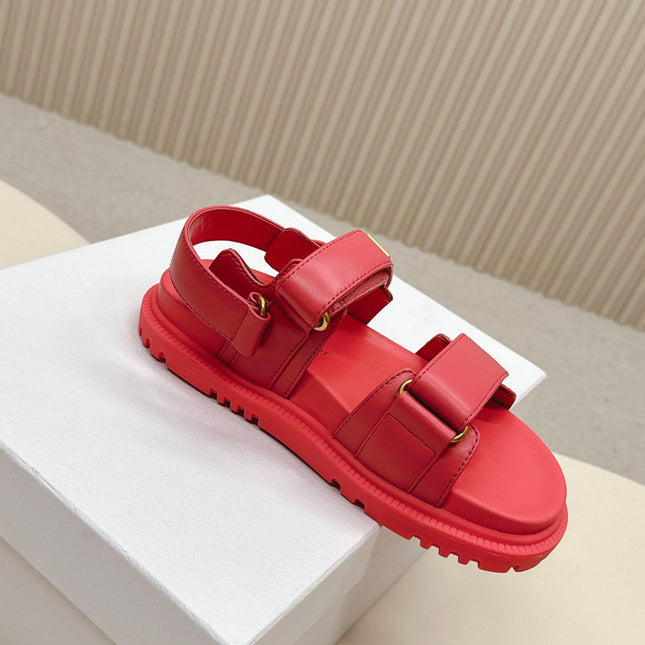 DIOR BACK-STRAP SANDALS 25S IN STRAWBERRY PINK CALFSKIN WITH GOLD HARDWARE