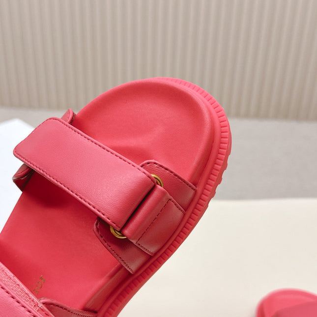 DIOR BACK-STRAP SANDALS 25S IN STRAWBERRY PINK CALFSKIN WITH GOLD HARDWARE