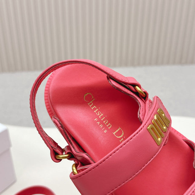DIOR BACK-STRAP SANDALS 25S IN STRAWBERRY PINK CALFSKIN WITH GOLD HARDWARE