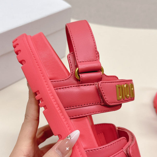 DIOR BACK-STRAP SANDALS 25S IN STRAWBERRY PINK CALFSKIN WITH GOLD HARDWARE