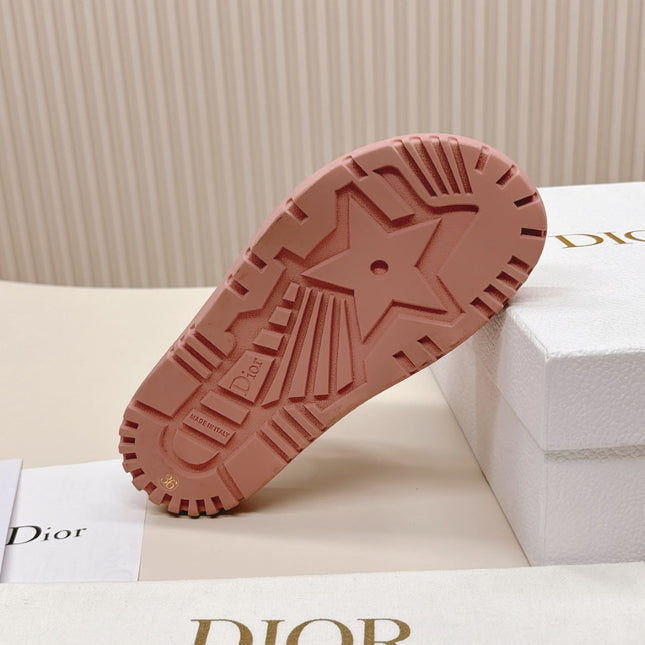 DIOR CLASSIC DOUBLE-STRAP SLIDES 25S IN PEACHY PINK CALFSKIN