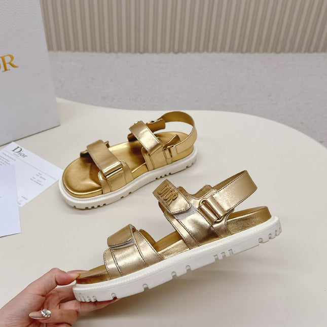 DIOR BACK-STRAP SANDALS 25S IN GOLD CALFSKIN WITH GOLD HARDWARE