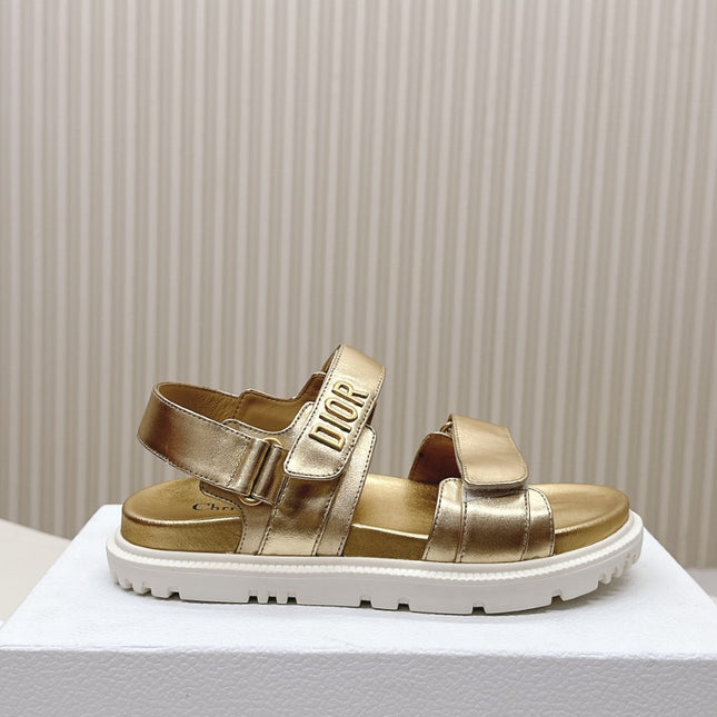 DIOR BACK-STRAP SANDALS 25S IN GOLD CALFSKIN WITH GOLD HARDWARE