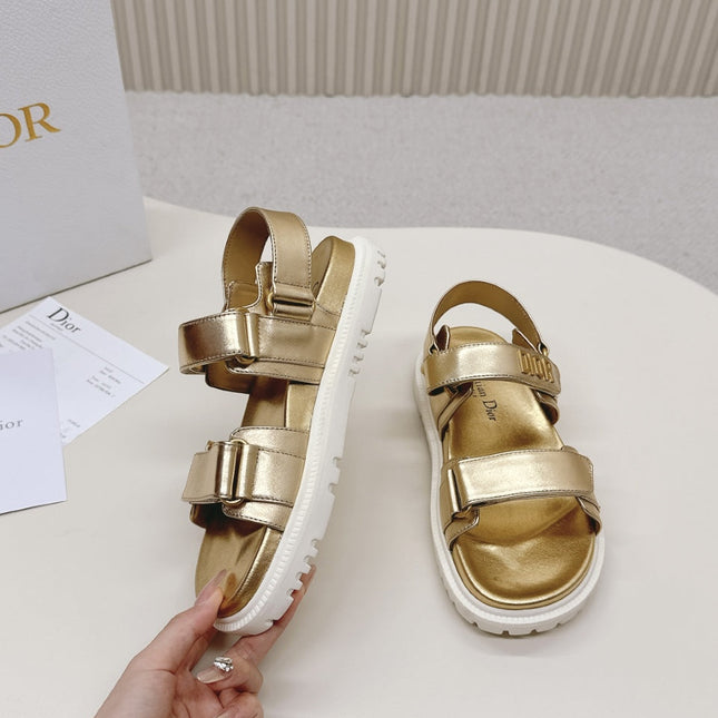 DIOR BACK-STRAP SANDALS 25S IN GOLD CALFSKIN WITH GOLD HARDWARE