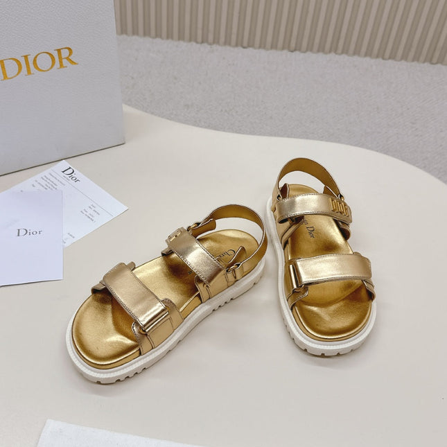 DIOR BACK-STRAP SANDALS 25S IN GOLD CALFSKIN WITH GOLD HARDWARE