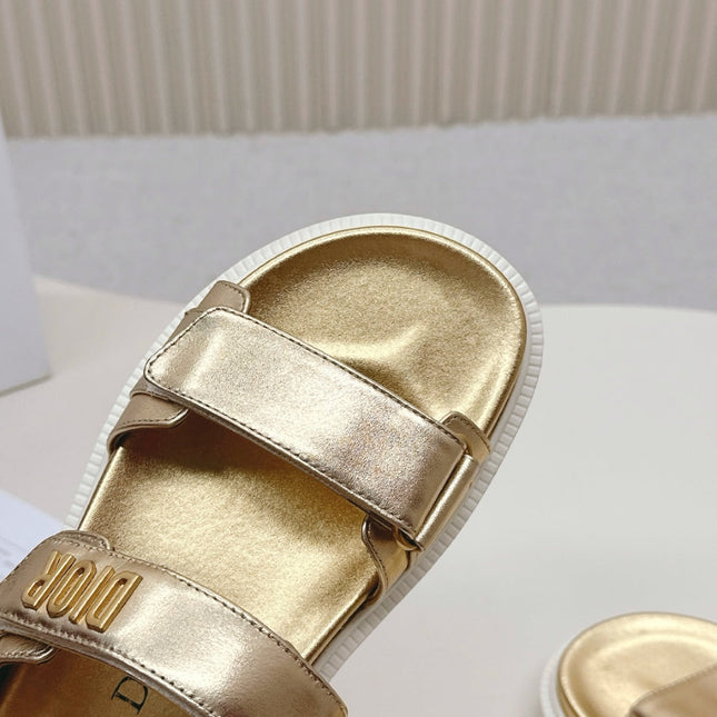 DIOR BACK-STRAP SANDALS 25S IN GOLD CALFSKIN WITH GOLD HARDWARE