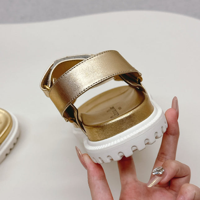 DIOR BACK-STRAP SANDALS 25S IN GOLD CALFSKIN WITH GOLD HARDWARE