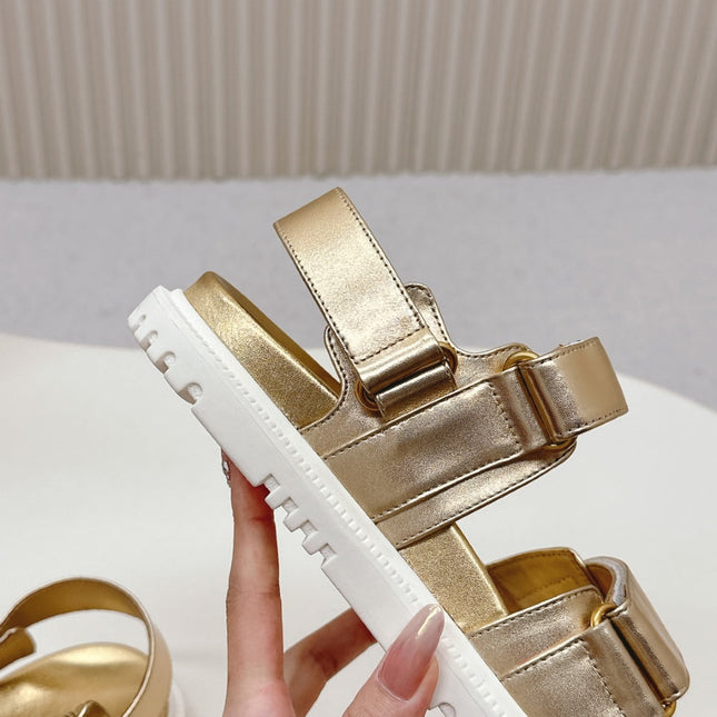 DIOR BACK-STRAP SANDALS 25S IN GOLD CALFSKIN WITH GOLD HARDWARE