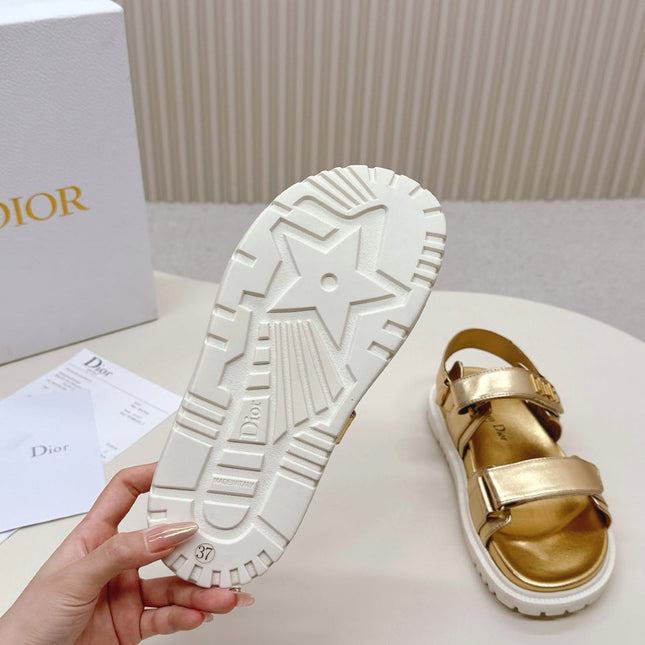 DIOR BACK-STRAP SANDALS 25S IN GOLD CALFSKIN WITH GOLD HARDWARE