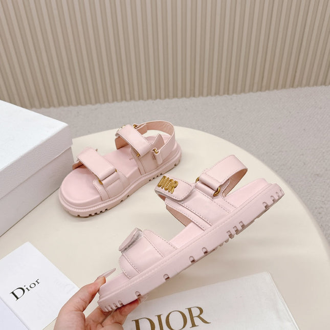 DIOR BACK-STRAP SANDALS 25S IN PASTEL PINK CALFSKIN WITH GOLD HARDWARE