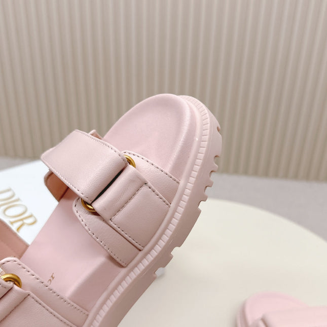 DIOR BACK-STRAP SANDALS 25S IN PASTEL PINK CALFSKIN WITH GOLD HARDWARE