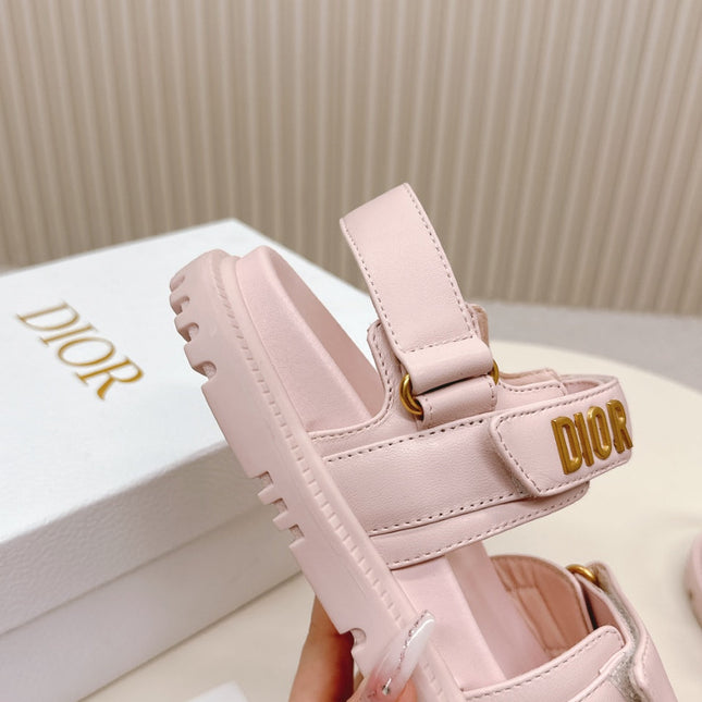 DIOR BACK-STRAP SANDALS 25S IN PASTEL PINK CALFSKIN WITH GOLD HARDWARE
