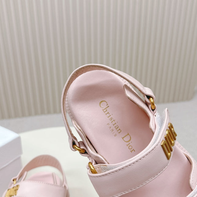 DIOR BACK-STRAP SANDALS 25S IN PASTEL PINK CALFSKIN WITH GOLD HARDWARE