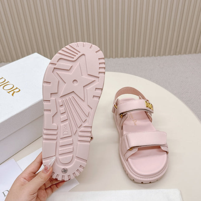 DIOR BACK-STRAP SANDALS 25S IN PASTEL PINK CALFSKIN WITH GOLD HARDWARE