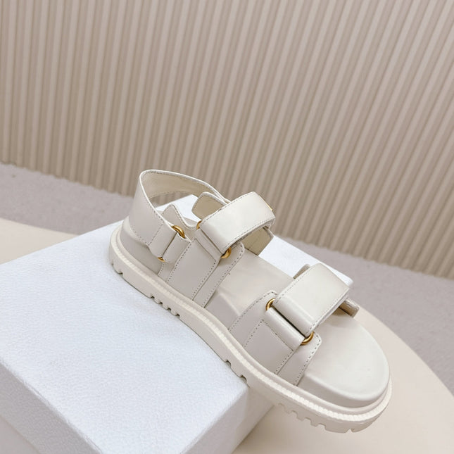 DIOR BACK-STRAP SANDALS 25S IN CREAM WHITE CALFSKIN WITH GOLD HARDWARE
