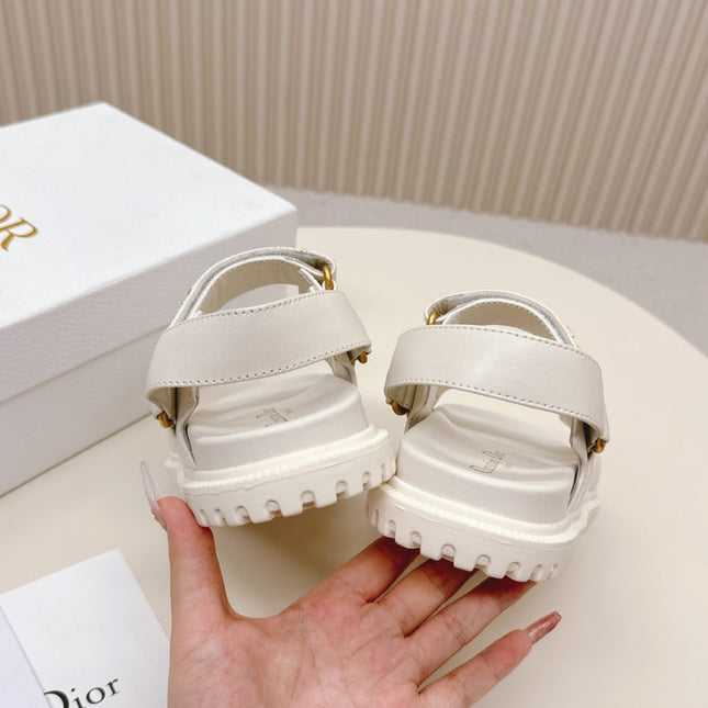 DIOR BACK-STRAP SANDALS 25S IN CREAM WHITE CALFSKIN WITH GOLD HARDWARE